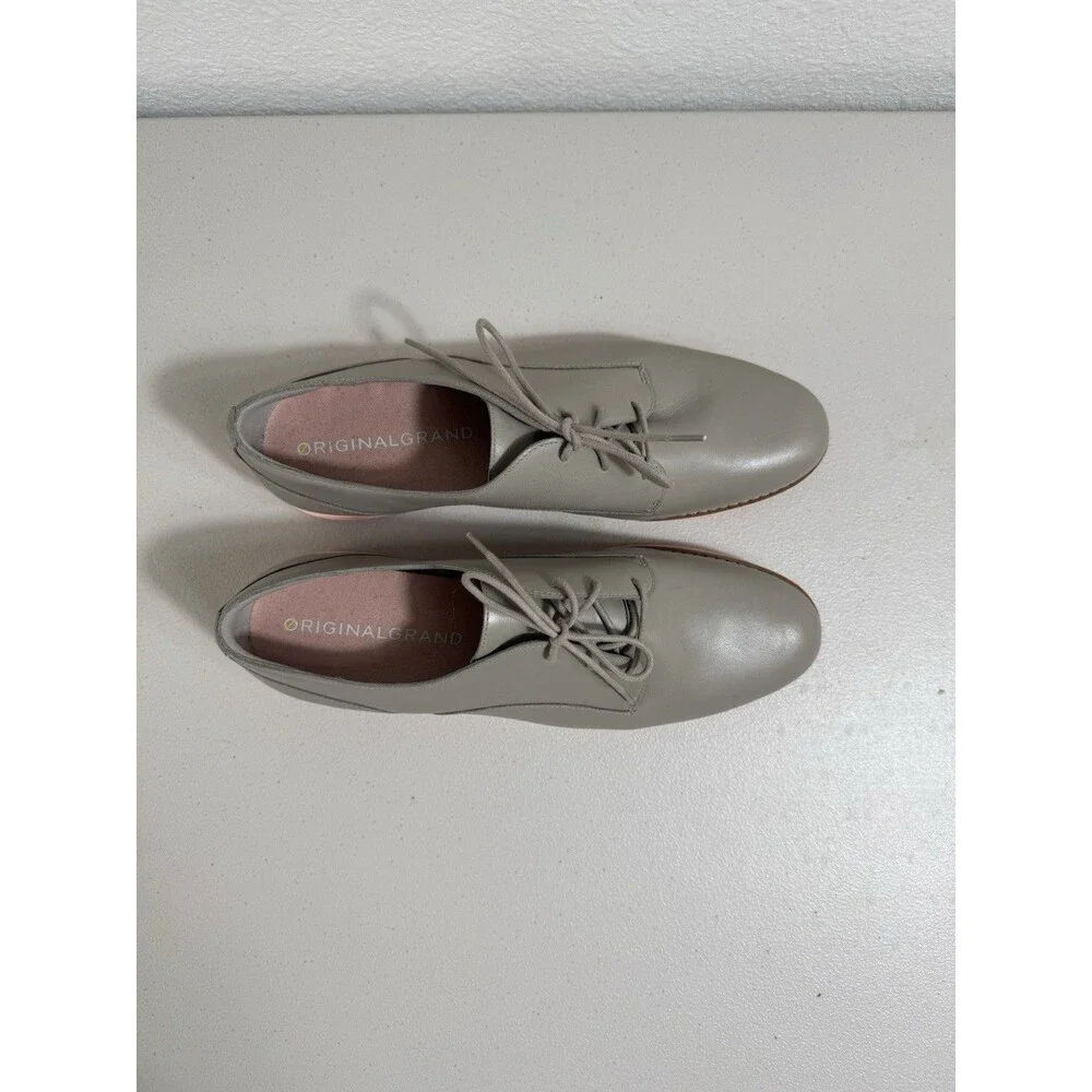Cole Haan Original Grand Oxford Women’s 9.5B Gray Leather Pink Sole W17145 New